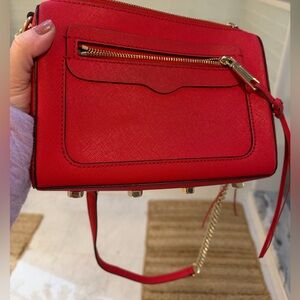 Rebecca Minkoff Avery Red Crossbody Bag with Gold Chain Adjustable Strap